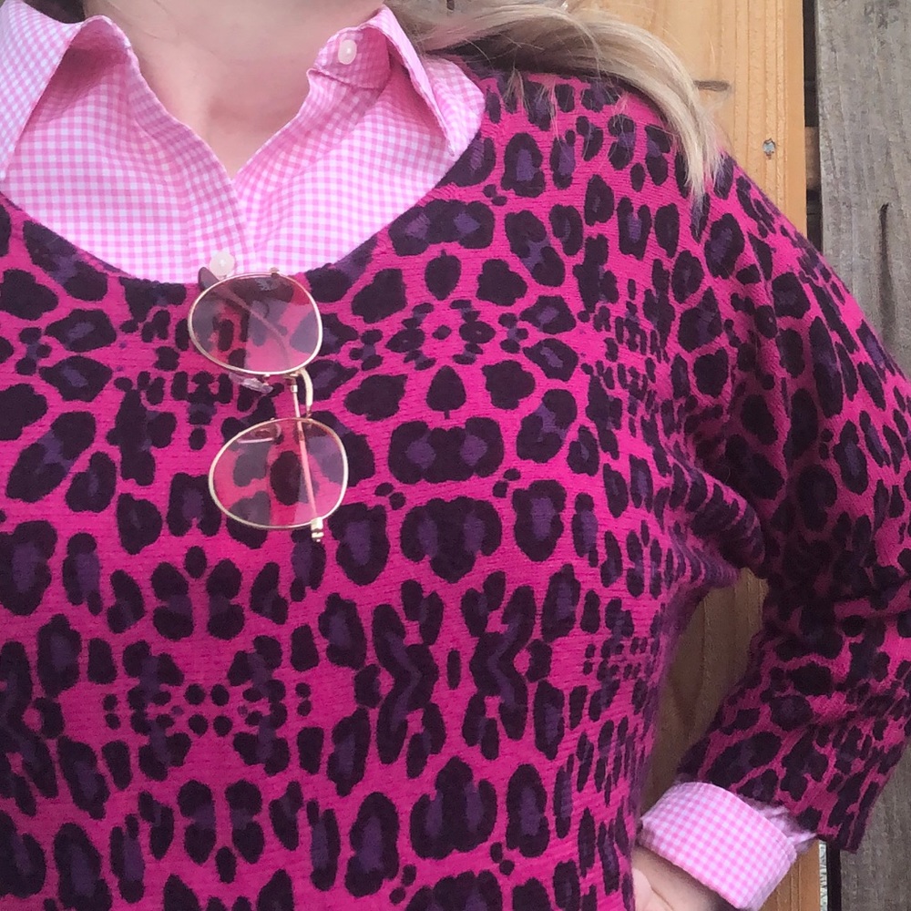Design History Pink&Purple Animal Print Sweater XL - Picture 2 of 10